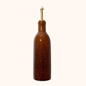 Pretti Cool Ceramic Oil Cruet Speckled Amber Gold Pourer 12oz NIB Boho Modern